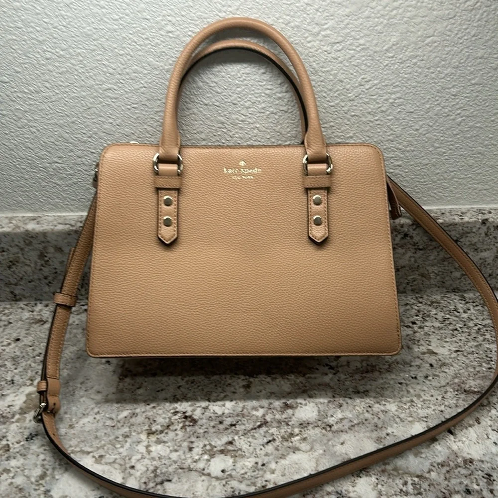 Kate Spade medium triple compartment zip top satchel w/ crossbody strap - Picture 4 of 5